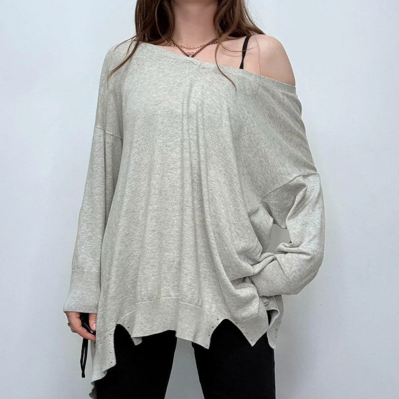 grey slouchy batwing jumper