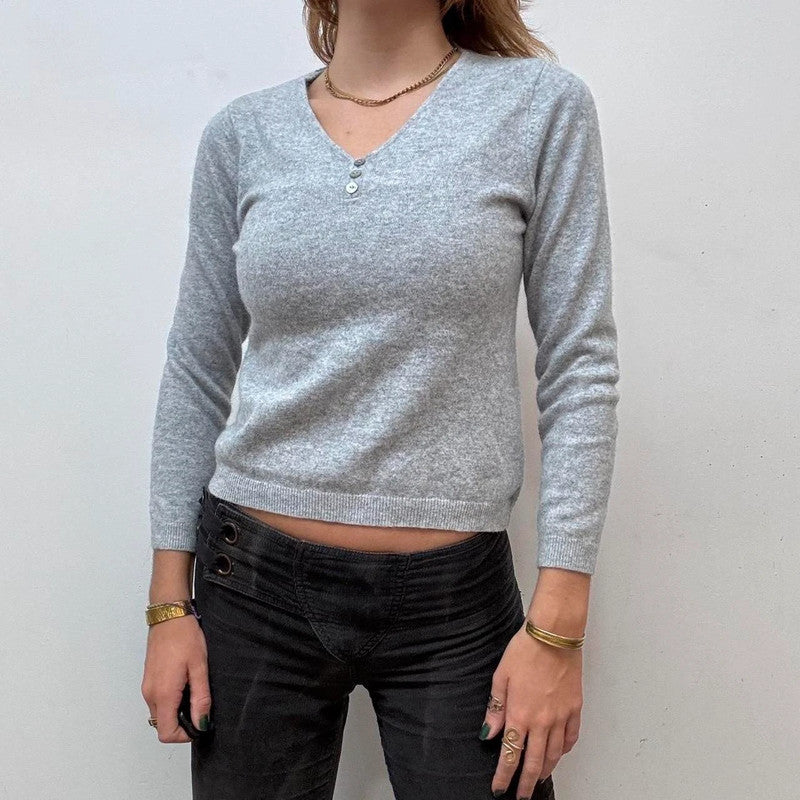 grey cashmere knitted jumper