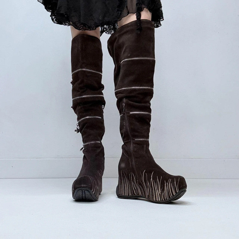 chunky platform pixie zipper boots