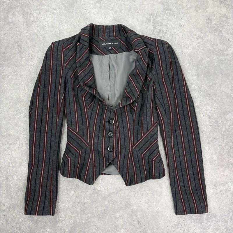 Striped fitted cropped archival blazer