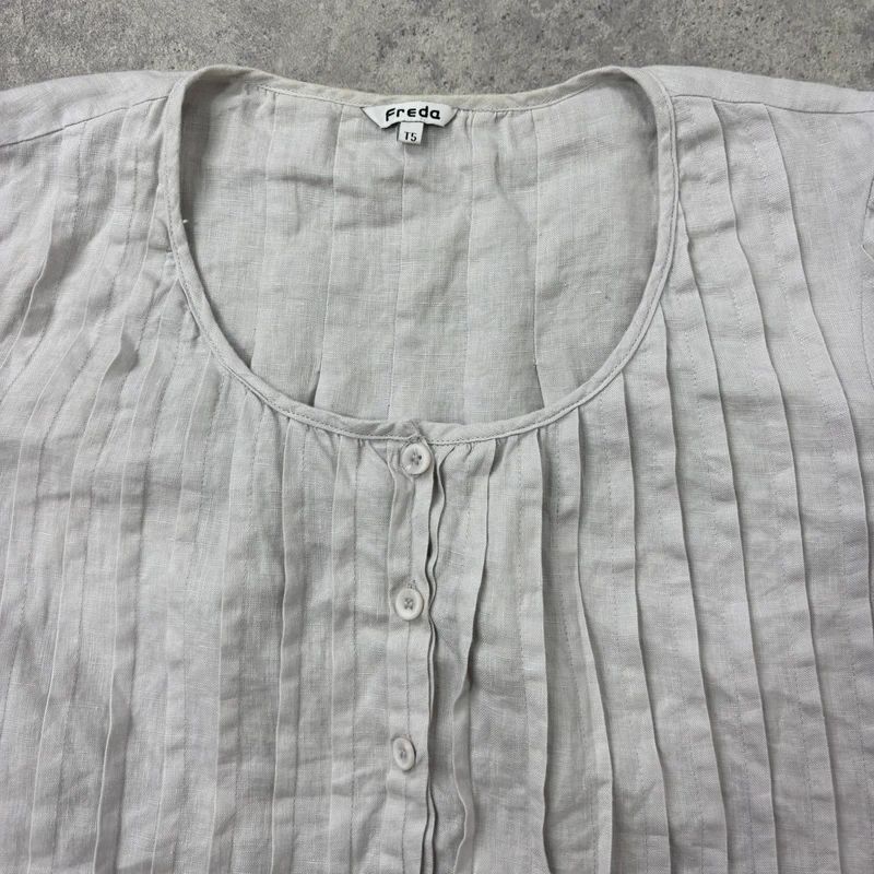 french grey pleated linen shirt