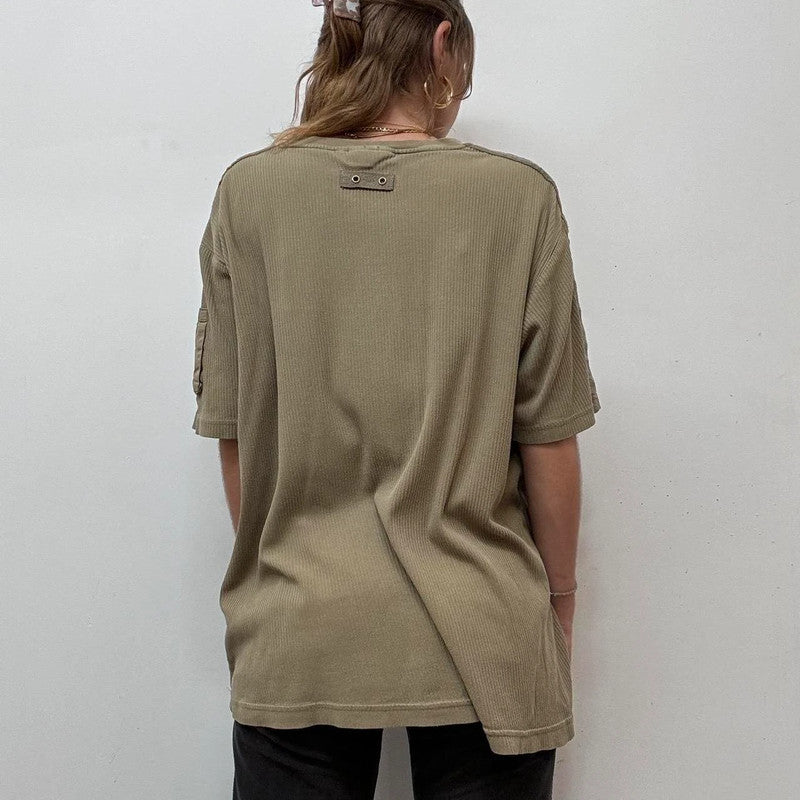 khaki ribbed military tshirt