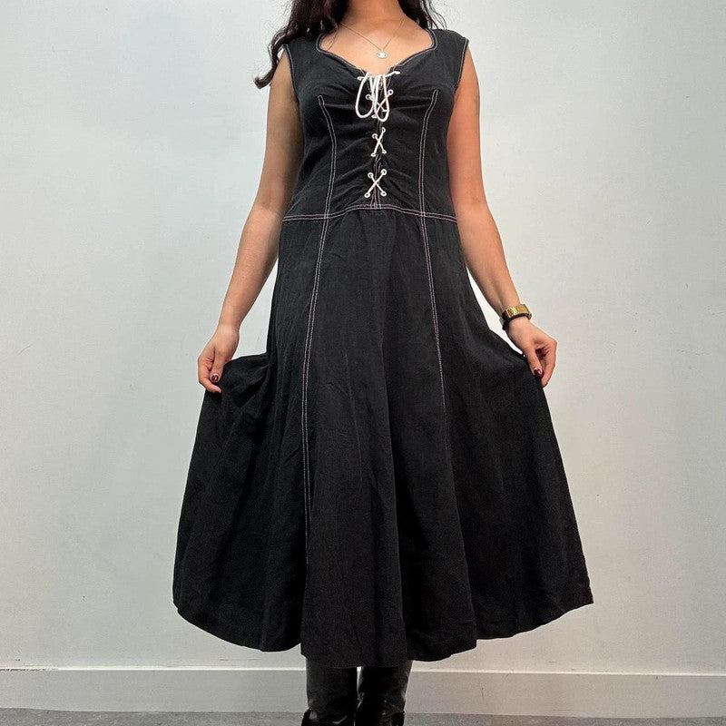 black grunge corset maxi dress