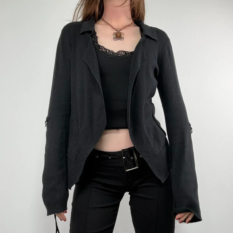 Black cop copine utility cardigan