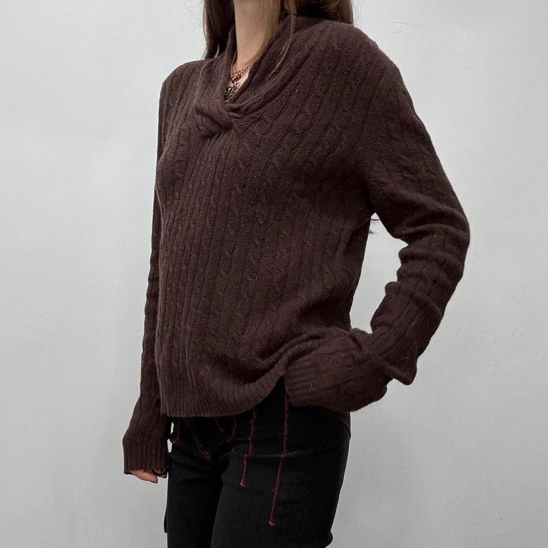 slouchy brown knit jumper