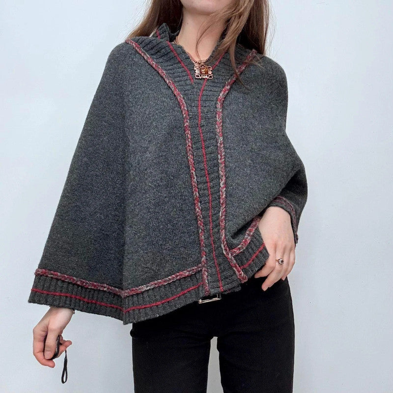 grey flared wool cape drape