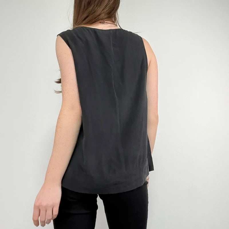 slouchy Silk allsaints asymmetric black vest