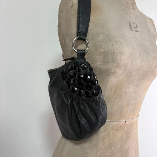 black leather slouchy shoulder bag