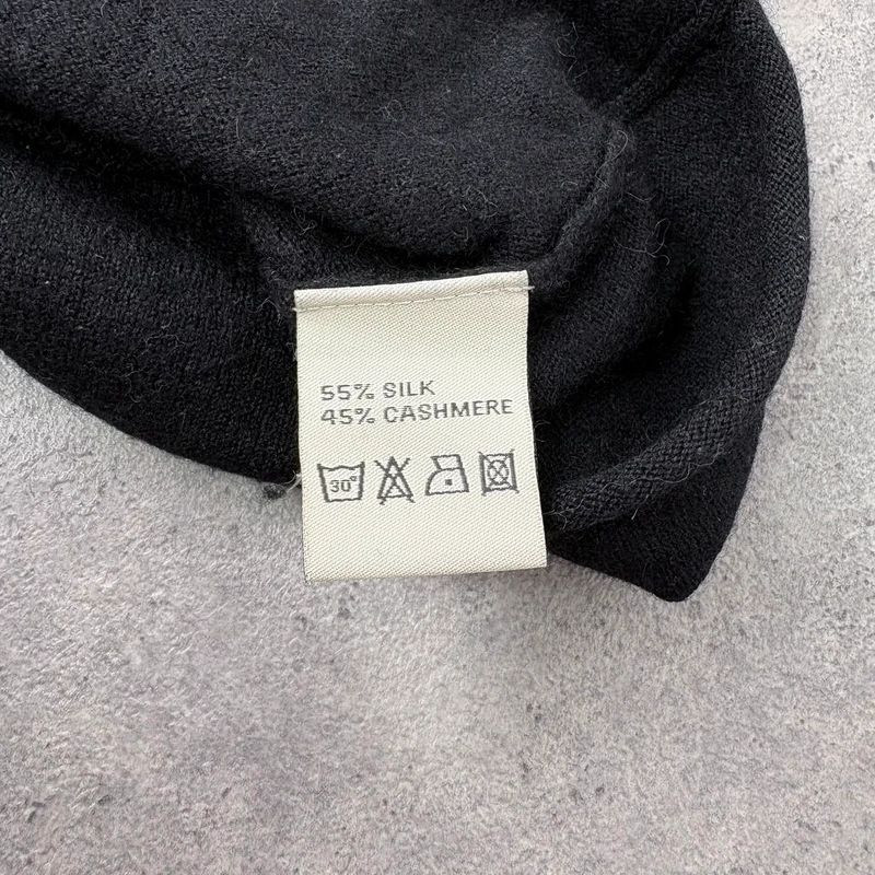 black flared cashmere silk blend long sleeve top