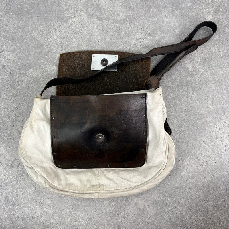 Distressed diesel leather slouchy messenger bag