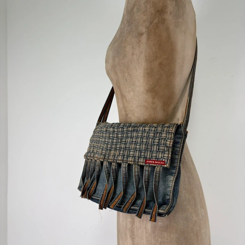 Denim woven tassel Miss sixty crossbody bag
