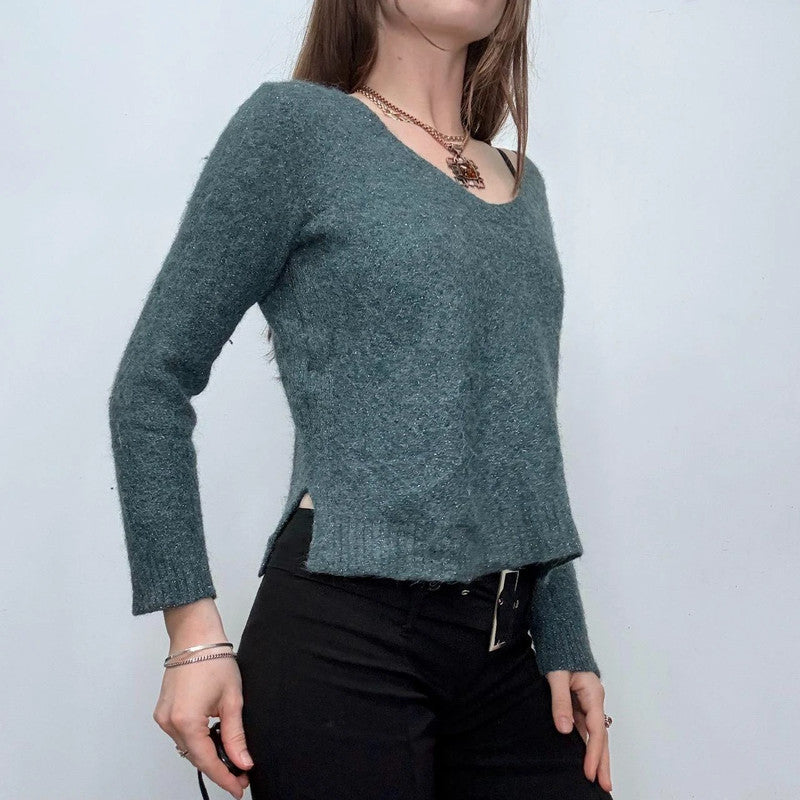 slash neck mohair knit jumper