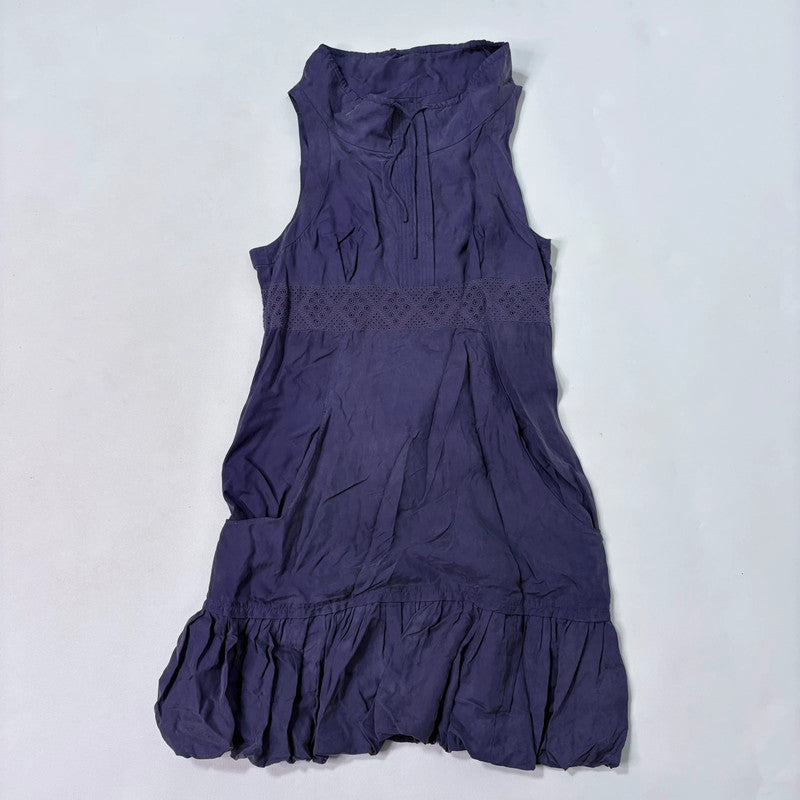 pleated silk mini puff dress