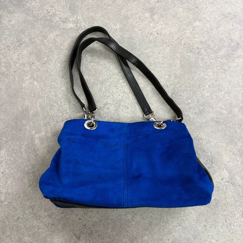 Suede electric blue leather mini eyelet handbag