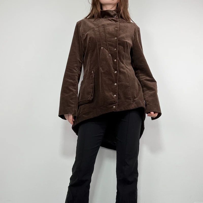 asymmetric brown cord Napoleon jacket
