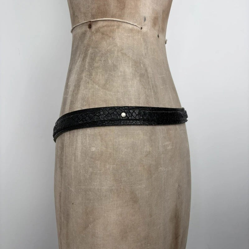 black leather eyelet cargo grunge belt