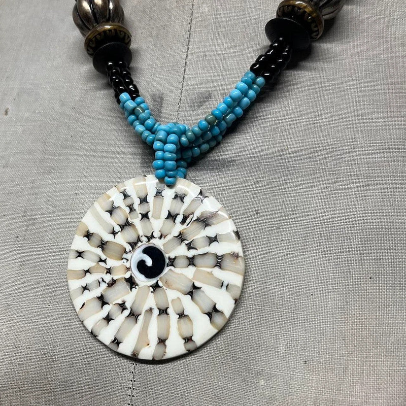 Boho hippie beaded shell necklace