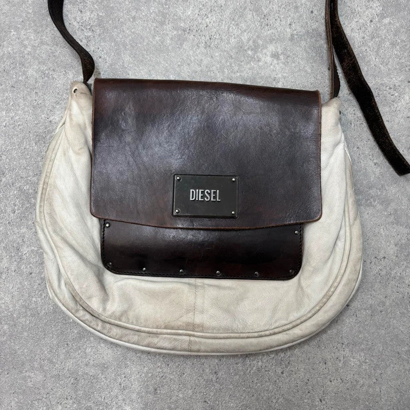 Distressed diesel leather crossbody bag