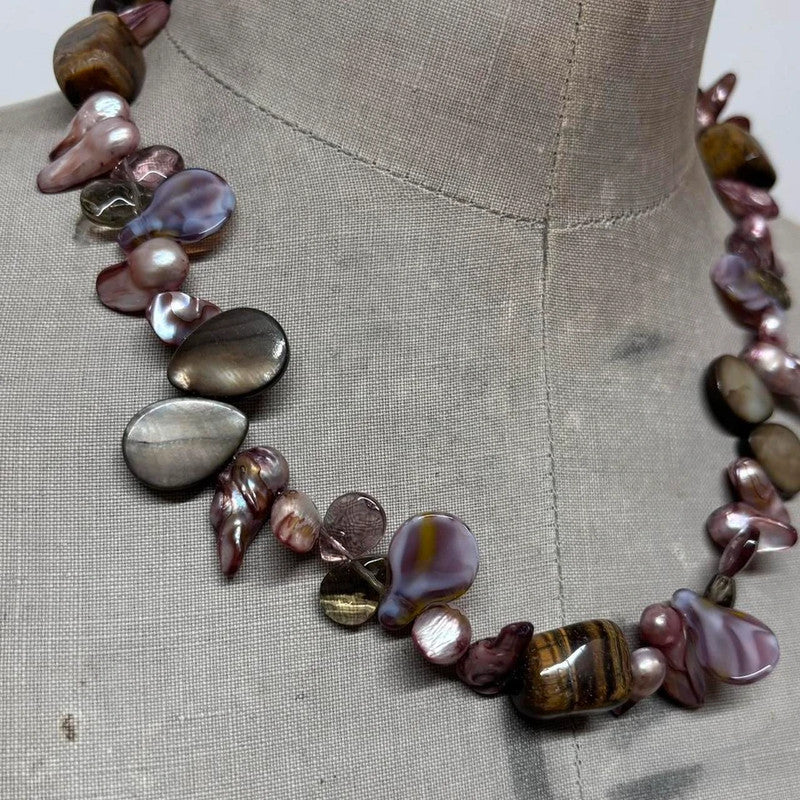 pearl crystal gemstone necklace