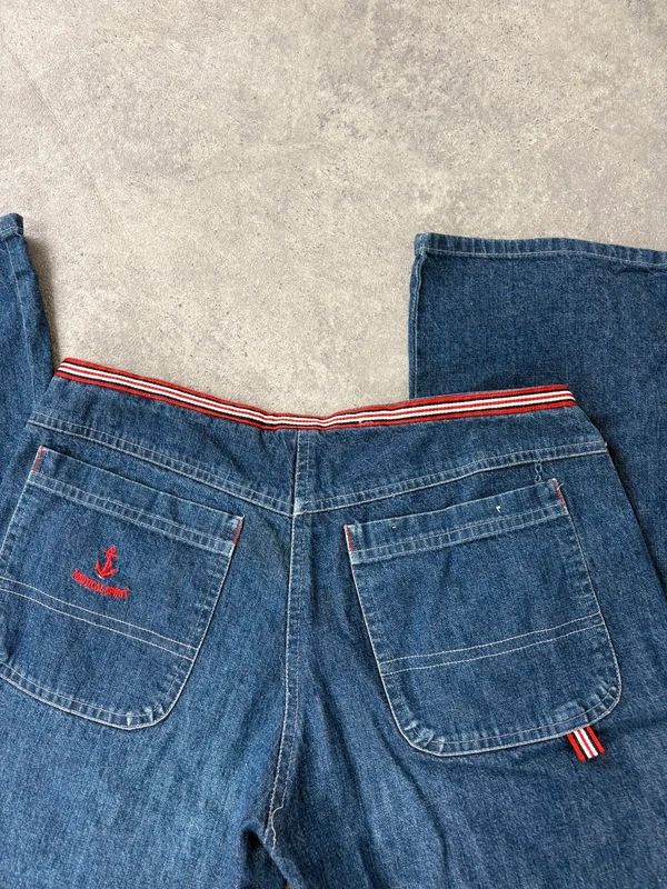 Vintage napoleonic nautical button up denim flares