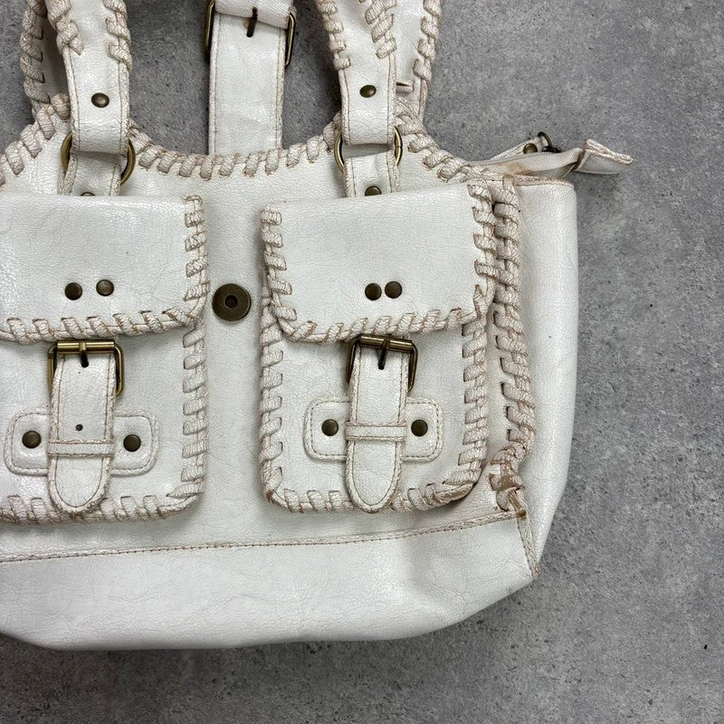 White crochet laced cargo Y2K bag