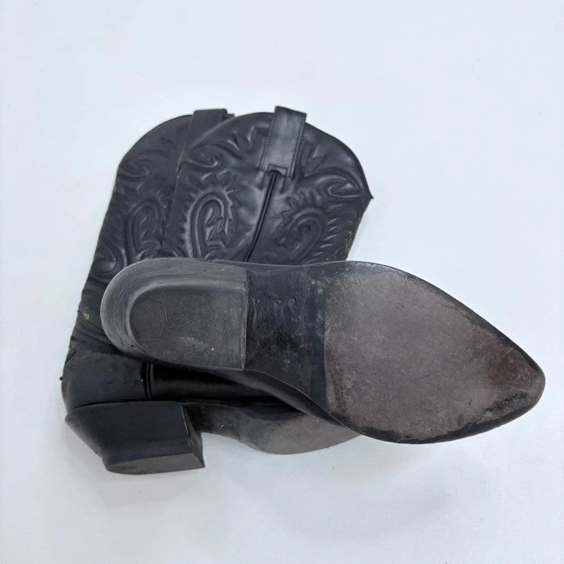 black leather cowboy western boots