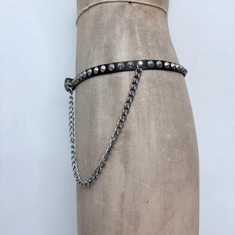 black studded punk chain belt