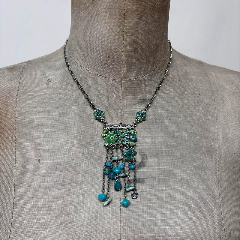 silver gemstone fairy summer necklace