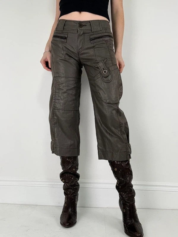 brown stright leg cropped capri pants