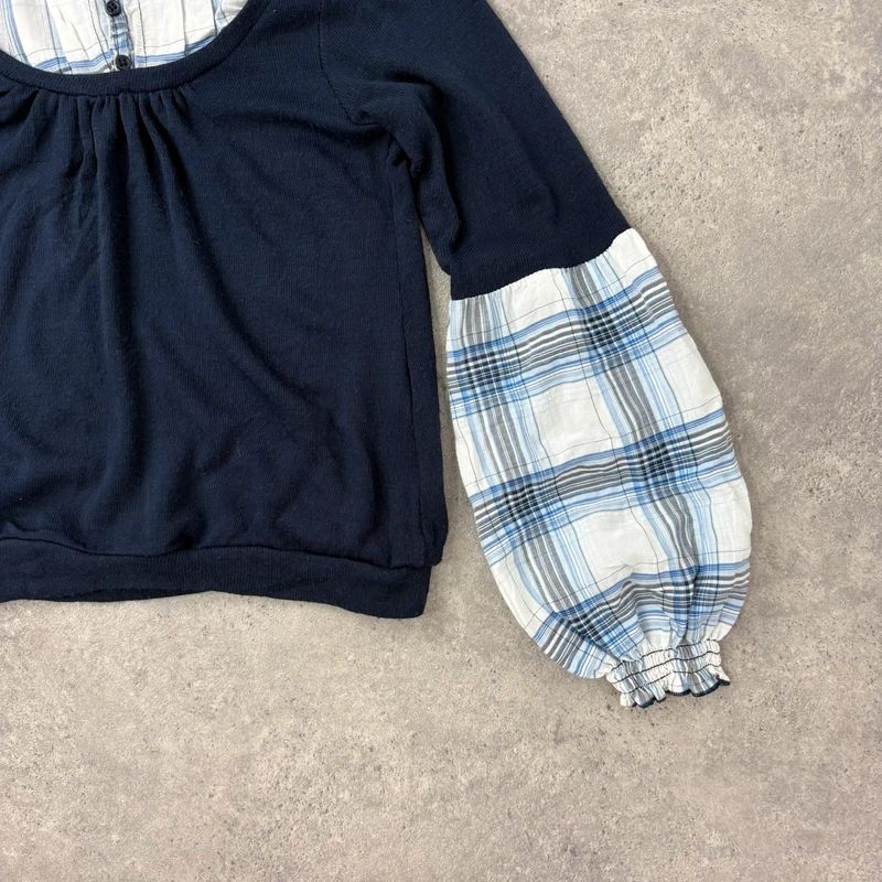 navy layered shirt jumper