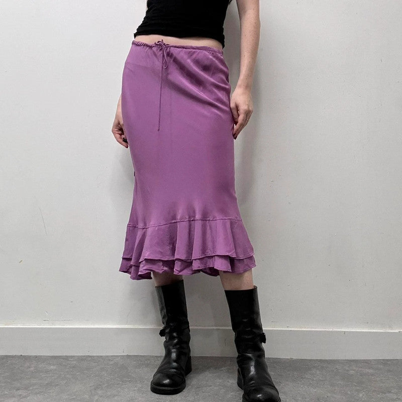 Silk bias cut 90s lace skirt