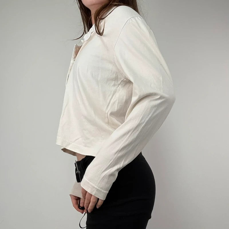 White cotton lace crochet Laura Ashley shirt