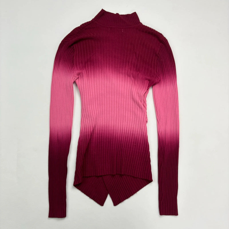 chunky ribbed knit asymmetric ombre jumper