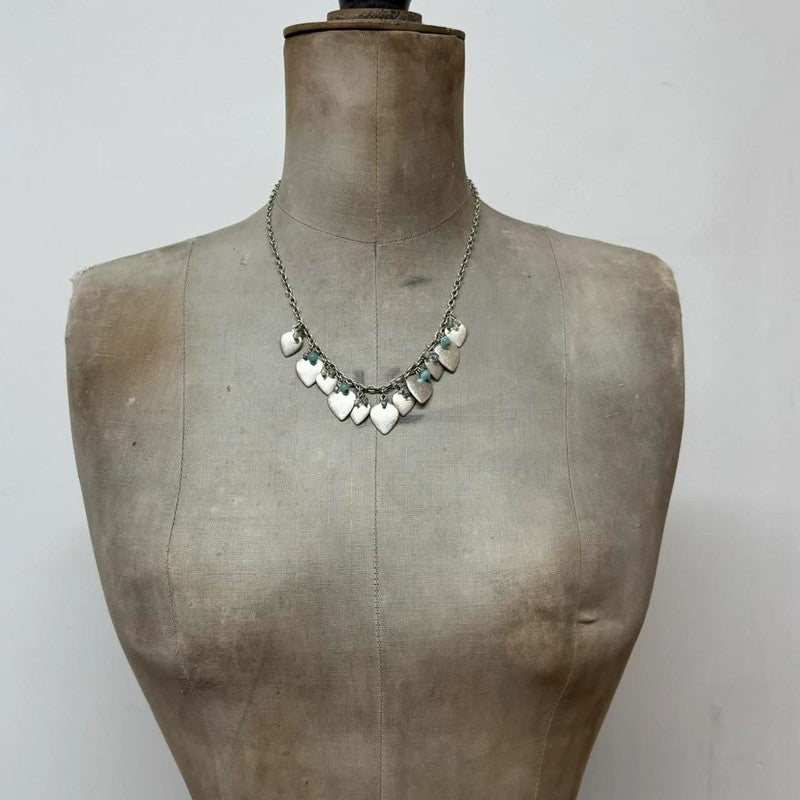 metal silver love heart necklace