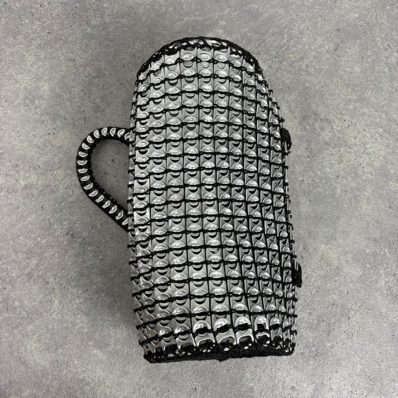 Vintage crochet can tab silver barrel handbag