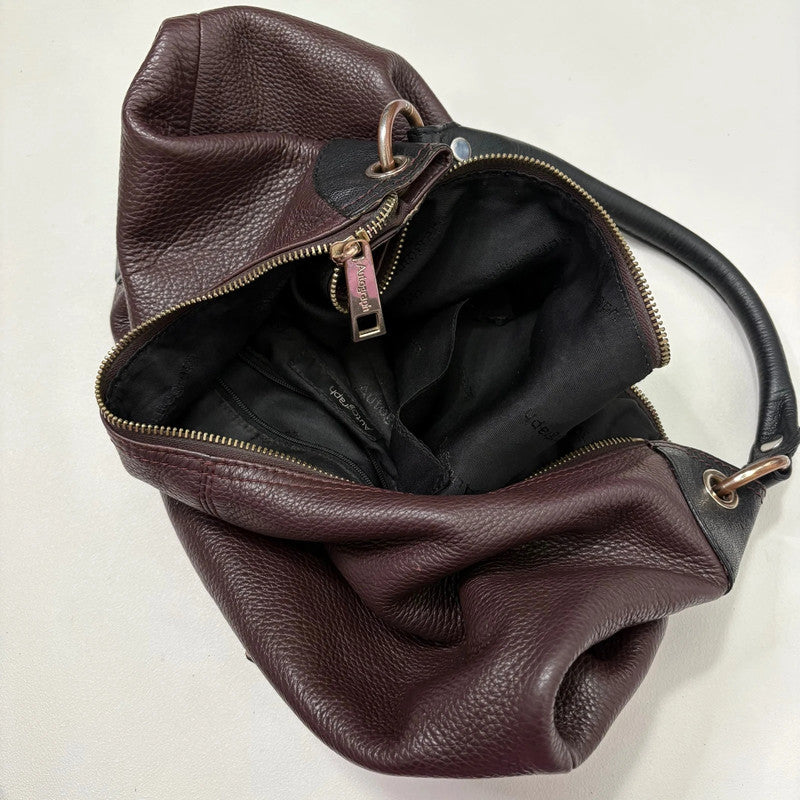 slouchy burgundy leather shoulder bag