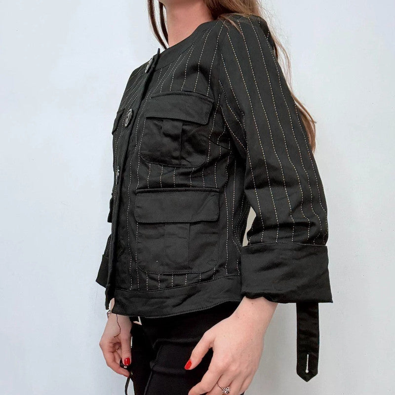 pinstripe oversized button peacoat