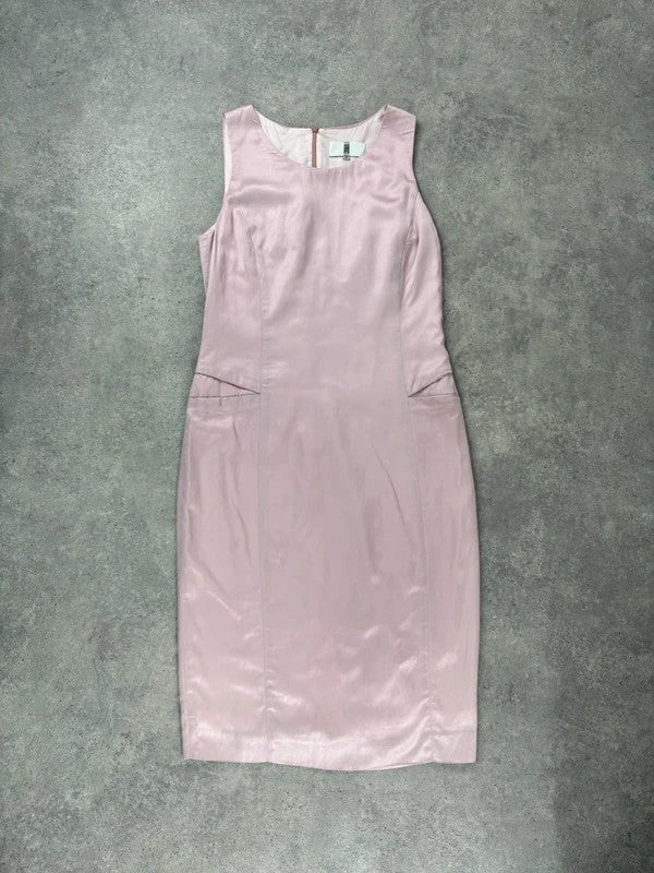 90s pink shiny fitted dress