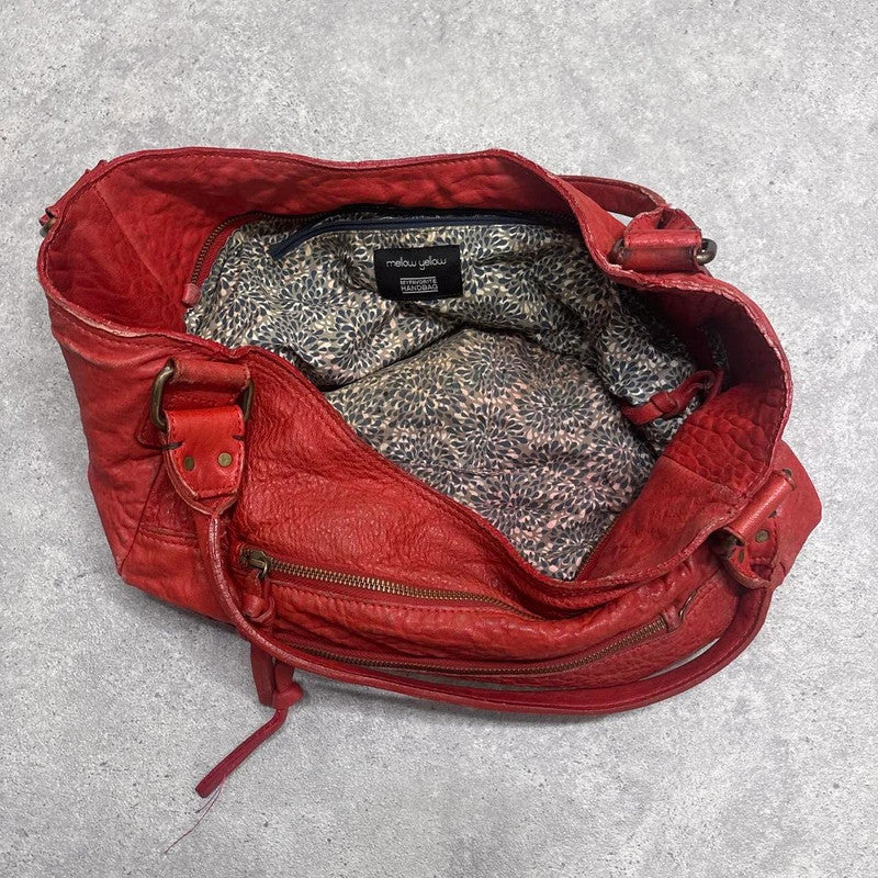 oversized red slouchy leather bag