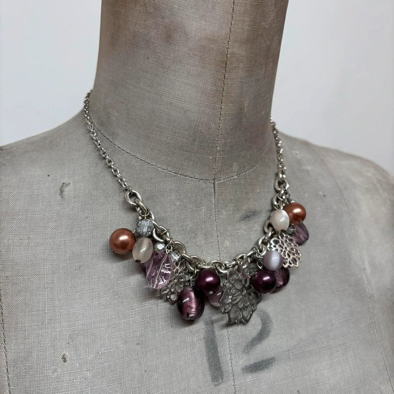 chunky chain beaded charm necklace