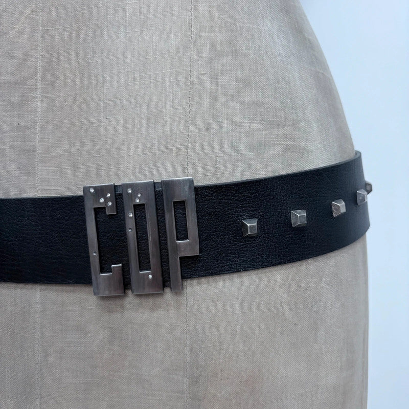 black leather studded Cop Copine belt