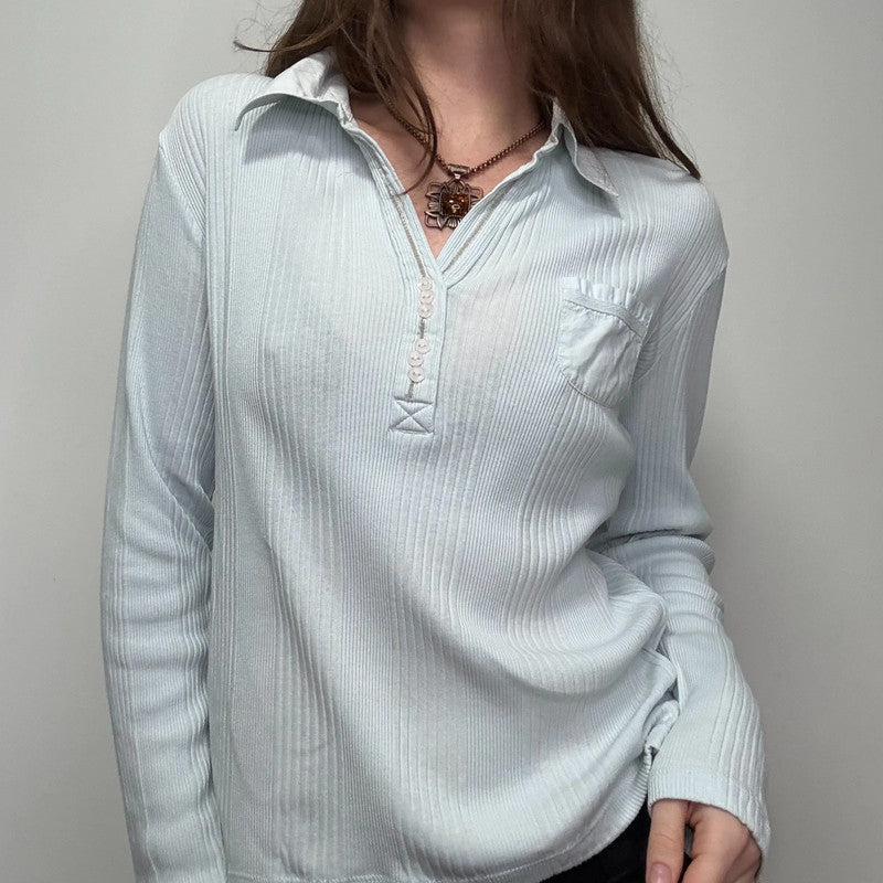 baby blue cotton ribbed shirt