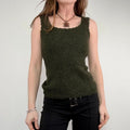 khaki knitted mohair pointelle vest