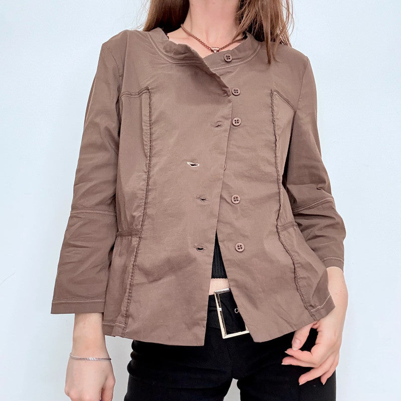 asymmetric brown fitted jacket