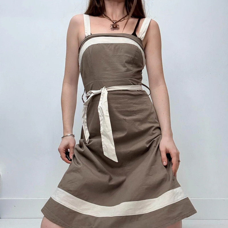 brown fitted preppy french dress