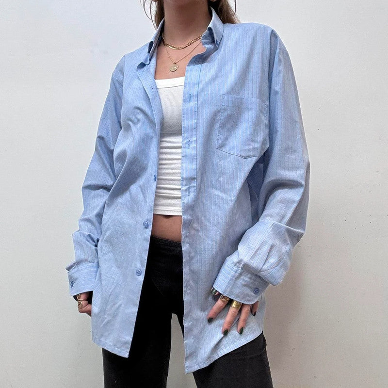 blue pinstripe shirt