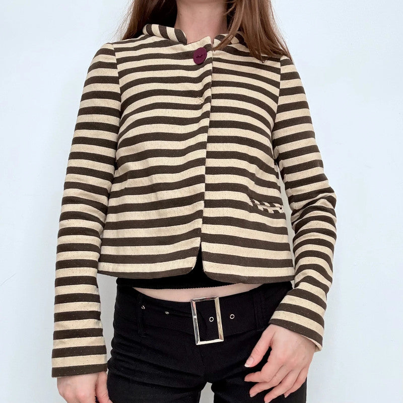 structured striped cropped jacket