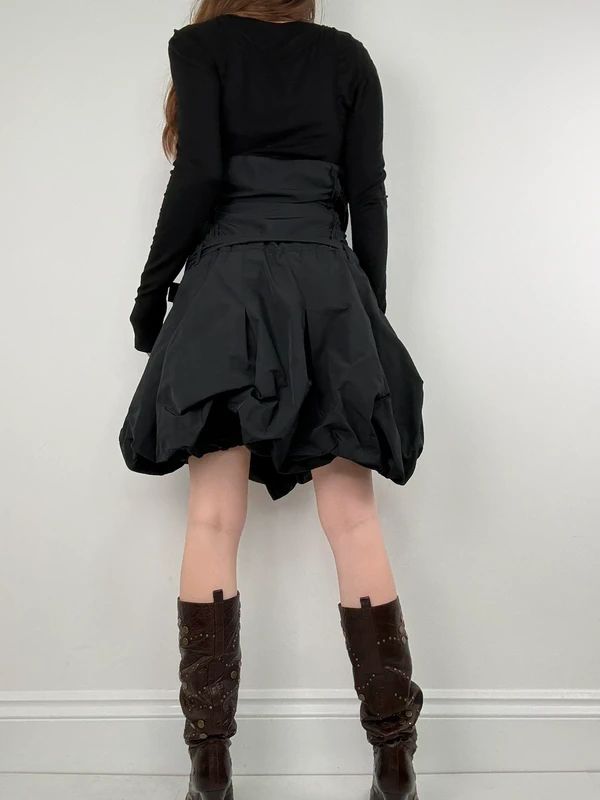 black grunge layered structured IKKS french midi dress