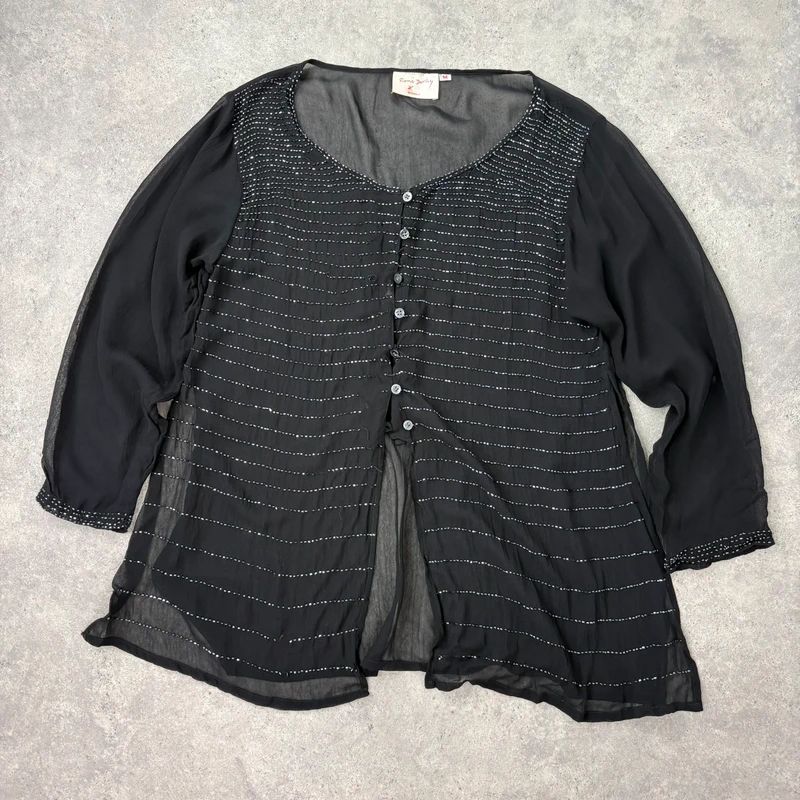 sheer black beaded Rene Derhy shirt
