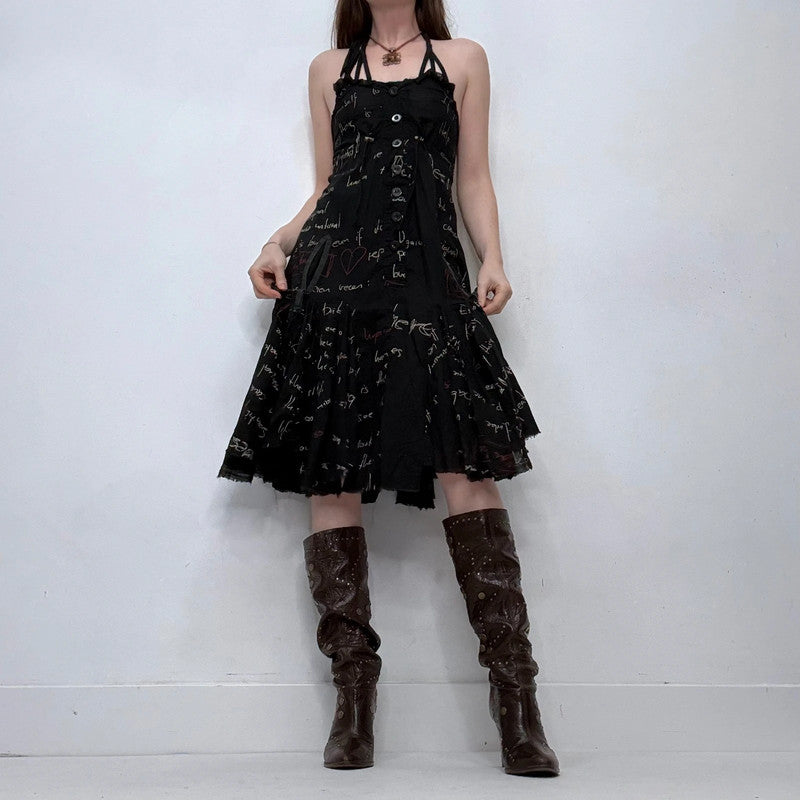 graphic printed text desigual flared dress
